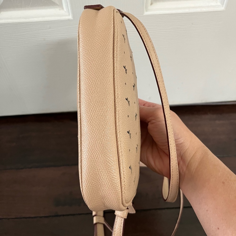 Coach Soft Leather Double Zipped Purse, Crossbody with Perforated Butterflies - Picture 7 of 10